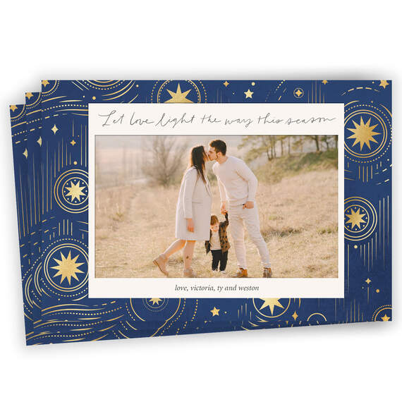 Celestial Light and Love Flat Holiday Photo Card, , large image number 1