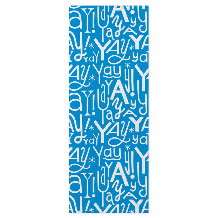 Yay Doodles on Blue Tissue Paper, 6 Sheets