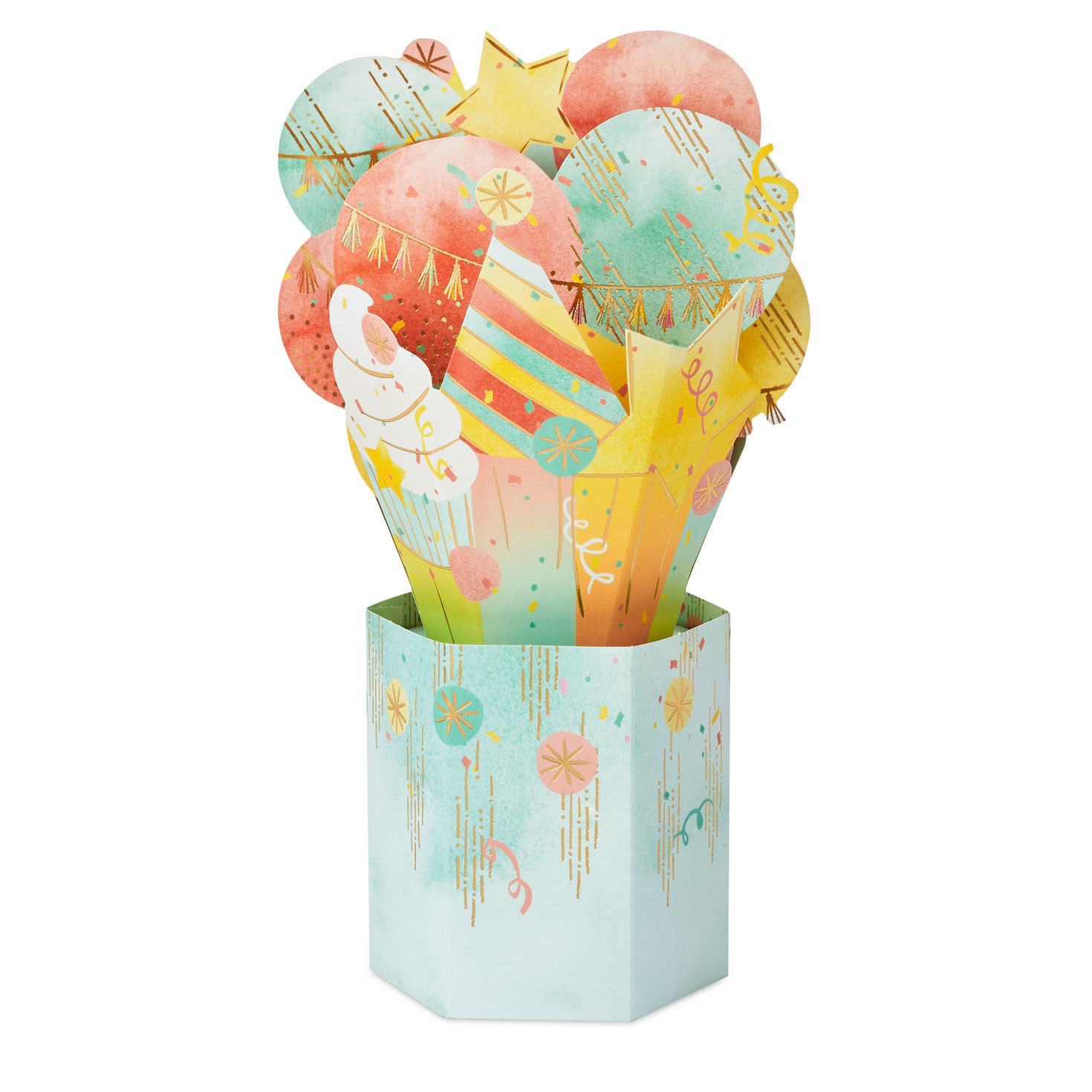Celebrating You Cupcake, Stars and Balloons 3D Pop-Up Birthday Card, , large image number 2