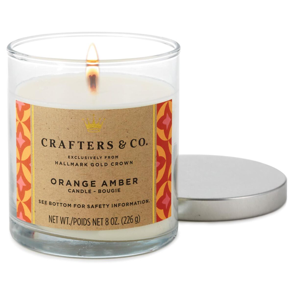 Orange Amber Glass Jar Candle, 8 oz Candles Hallmark