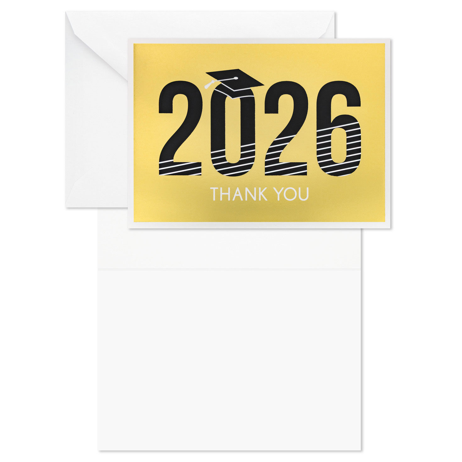 Black 2026 on Gold Grad Thank You Cards Bulk Pack Card Front with Sentiment image number 3