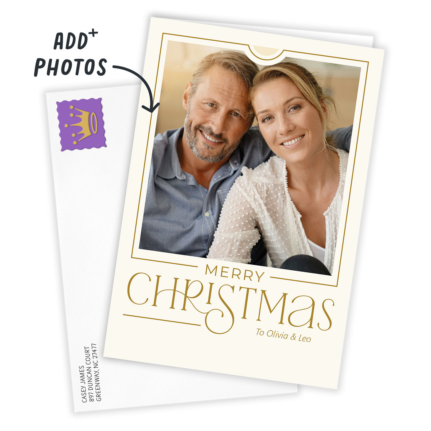 Simple Gold Border Custom Christmas Card, , large image number 2