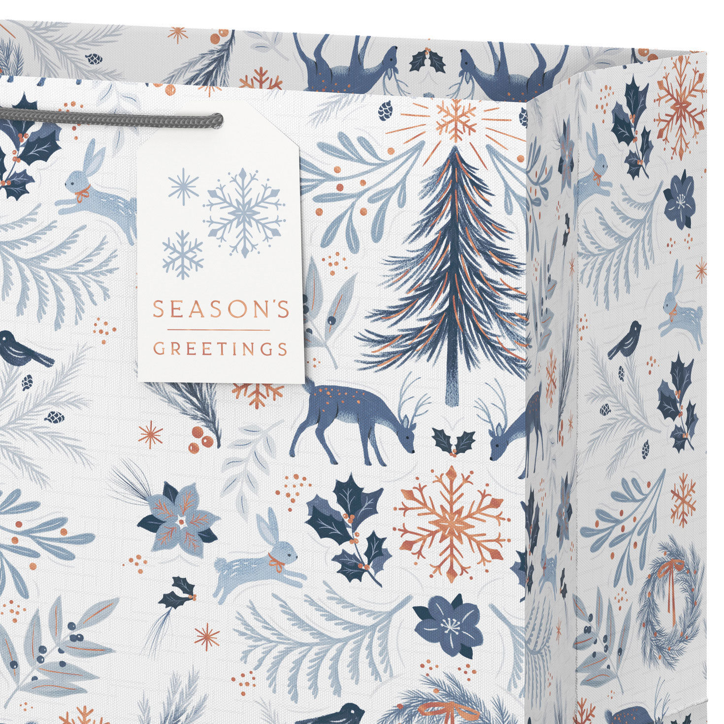 Winter Toile on White Big Holiday Gift Bag Handle Detail image number 4