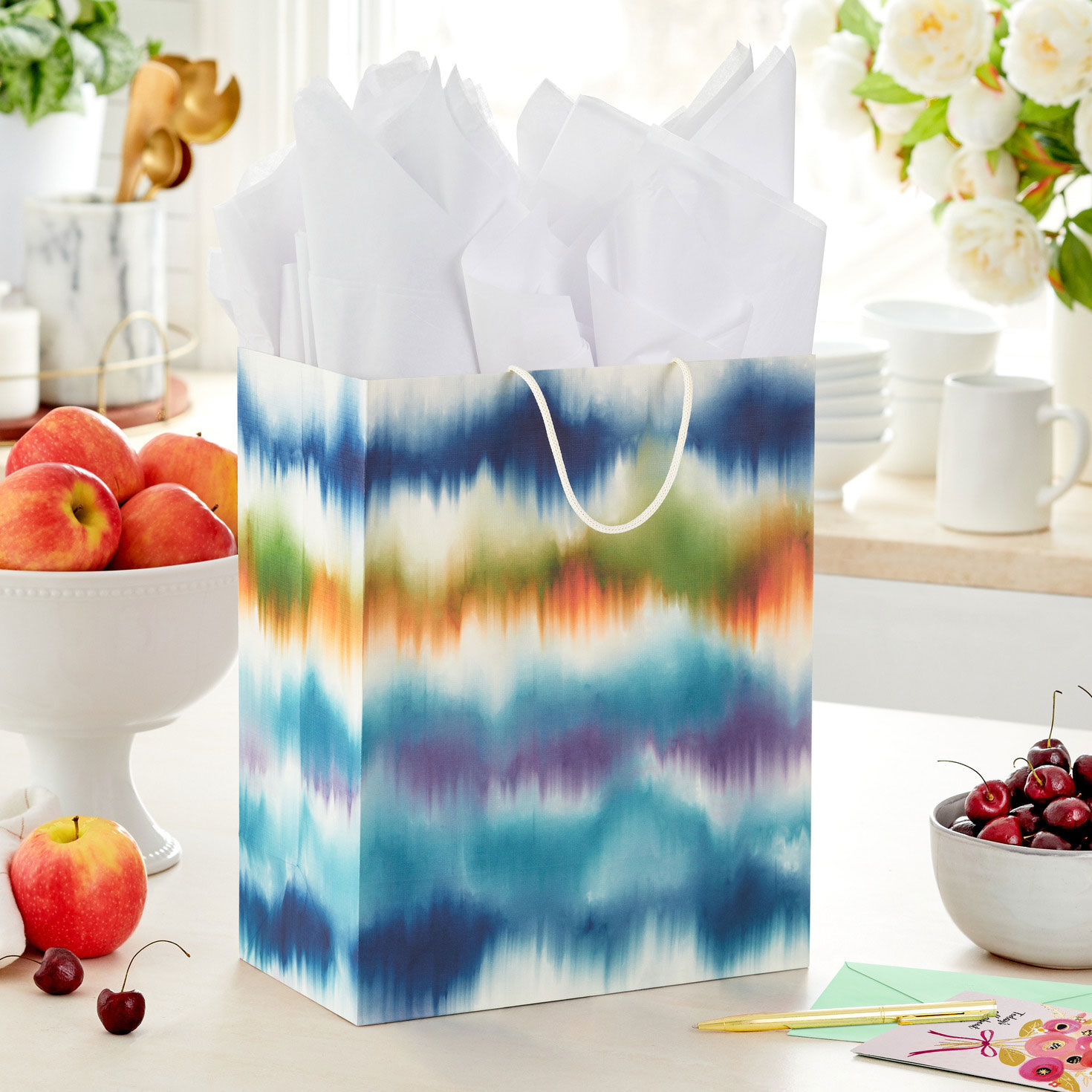 Watercolor Ikat Large Gift Bag In use image number 2