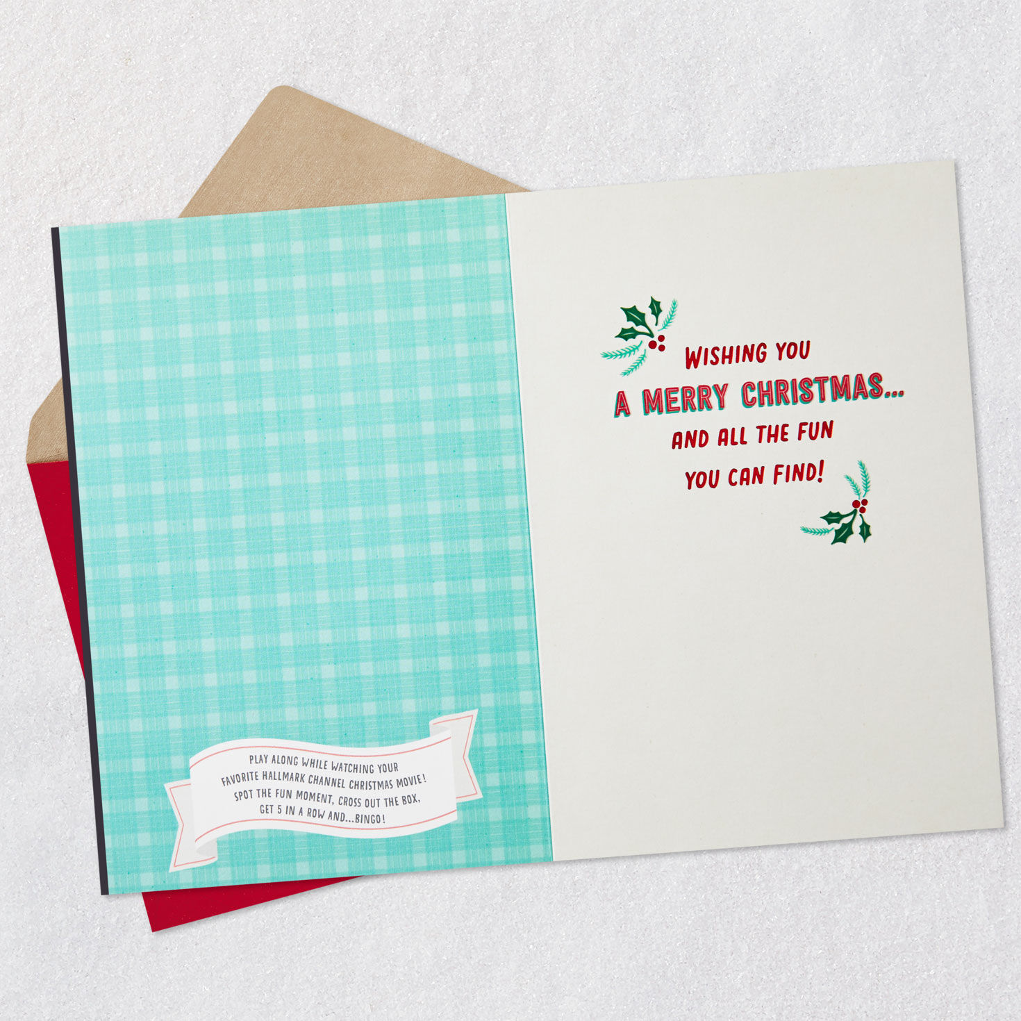 Hallmark Channel Christmas Movie Bingo Christmas Card Open card with envelope image number 3