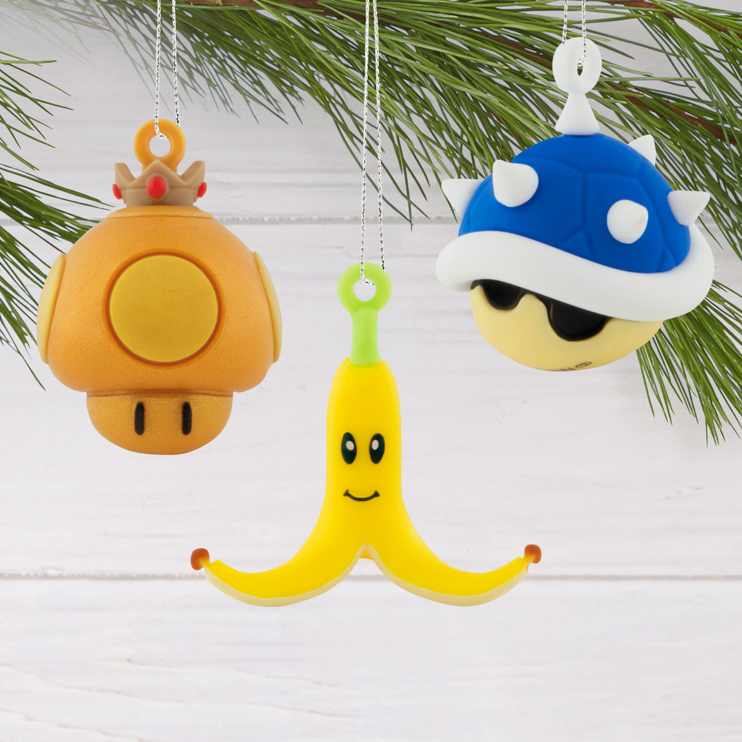 6 Mario Kart Mini Christmas Ornaments hanging on tree image number 2