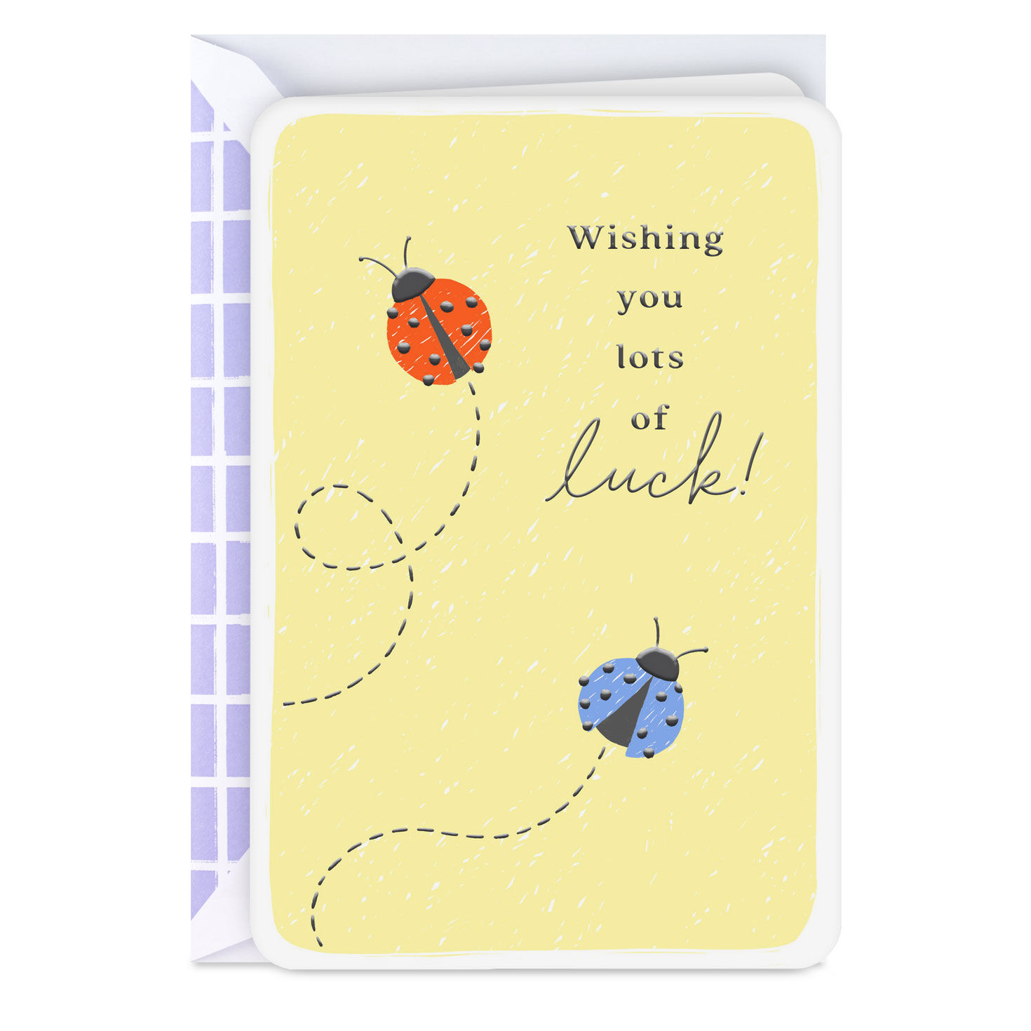 Ladybugs on Yellow Good Luck Card
