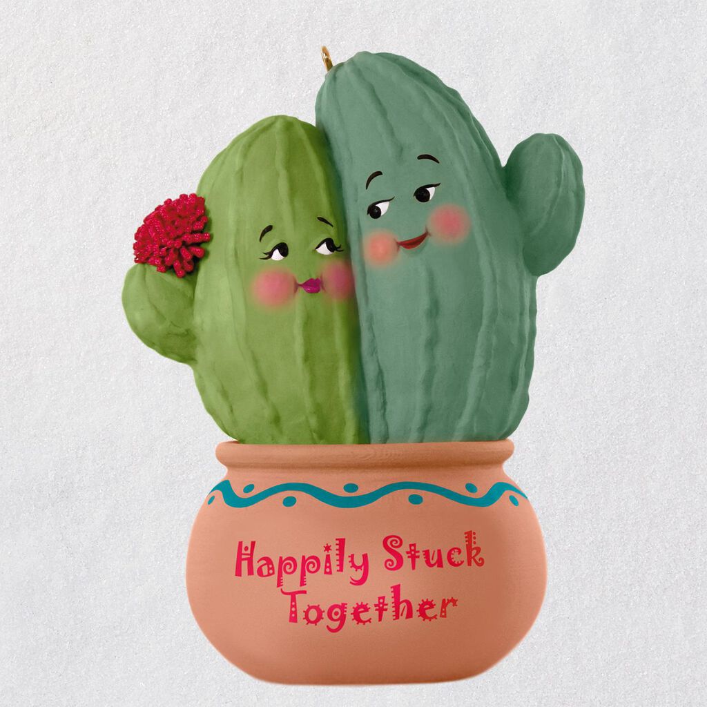 happily stuck together cactus ornament keepsake ornaments hallmark