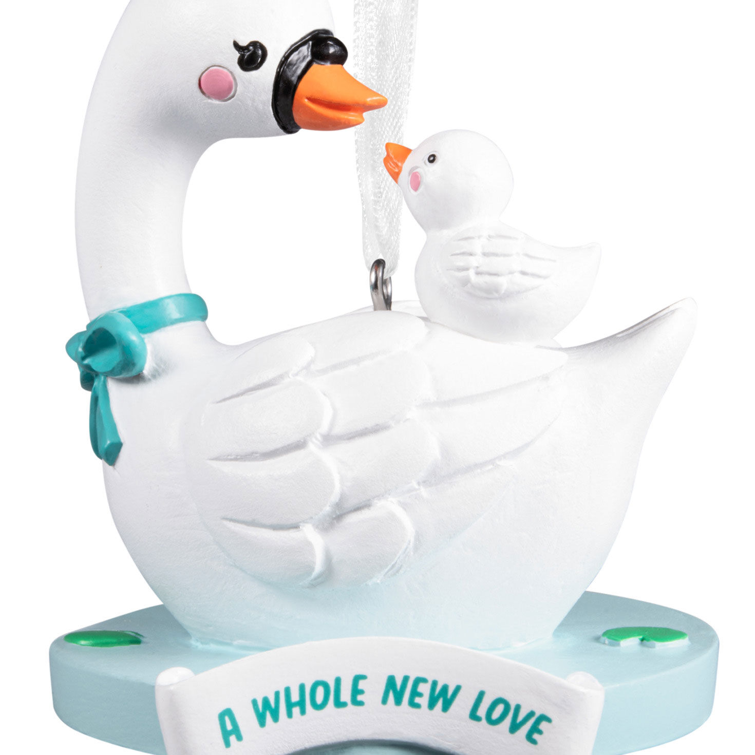 White Swans New Love Christmas Ornament closeup view image number 5