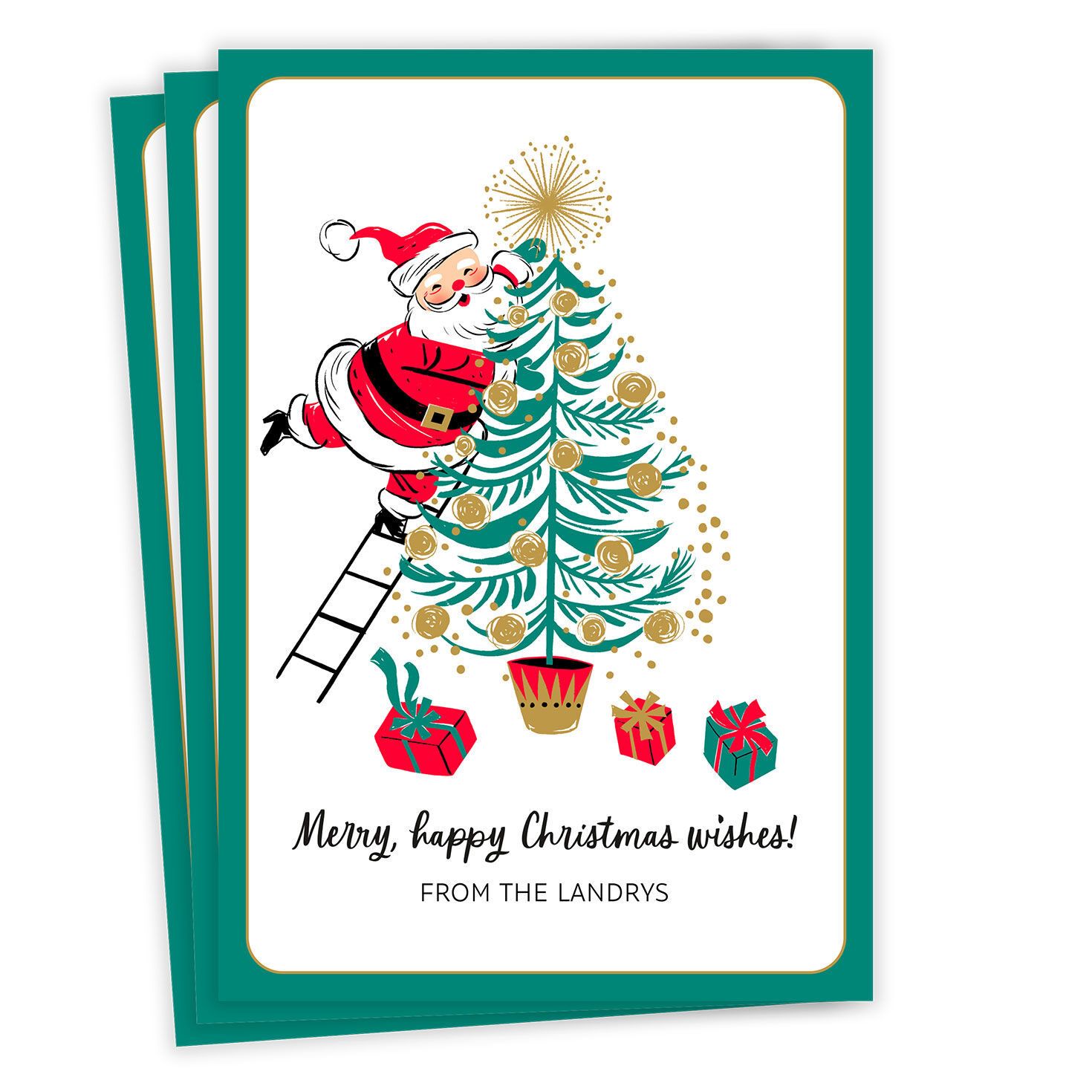 Vintage Santa Flat Christmas Photo Card