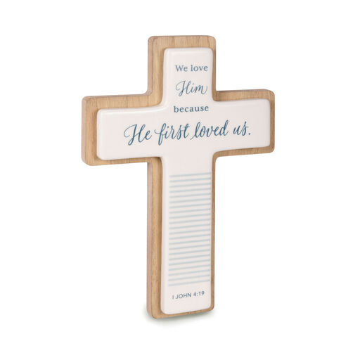 DaySpring Wood and Ceramic Cross With Scripture, 