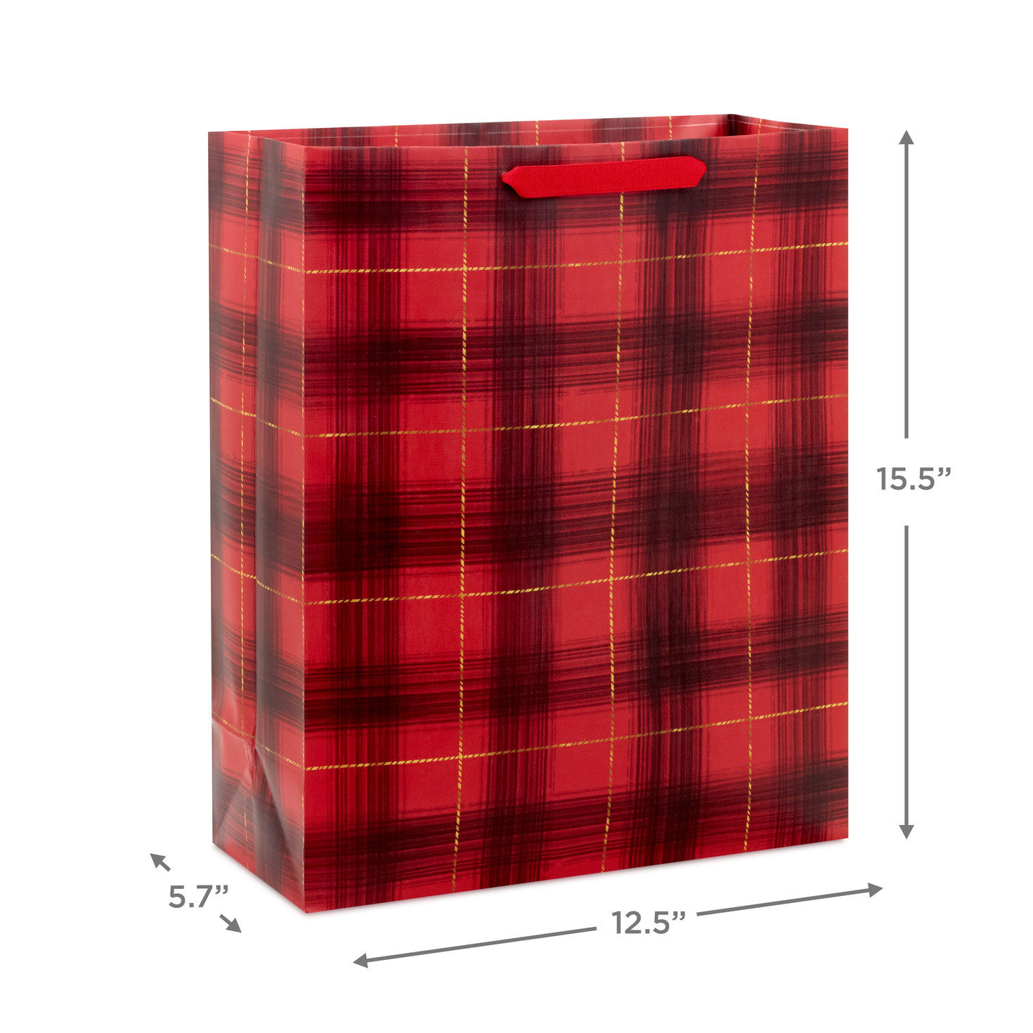 15.5" Red and Black Plaid Extra-Large Holiday Gift Bag for only USD 5.49 | Hallmark