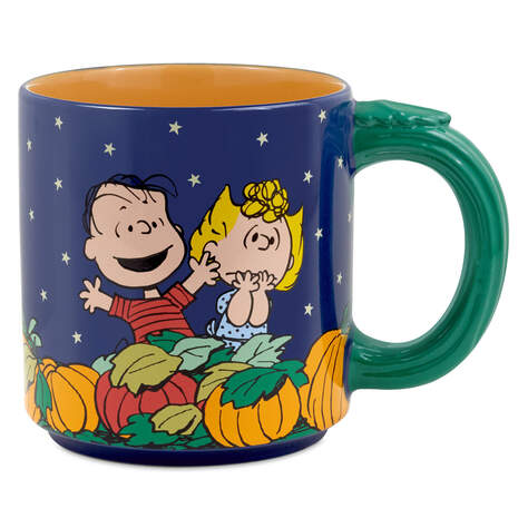 Peanuts Linus, Sally and Snoopy in Pumpkin Patch Mug front
