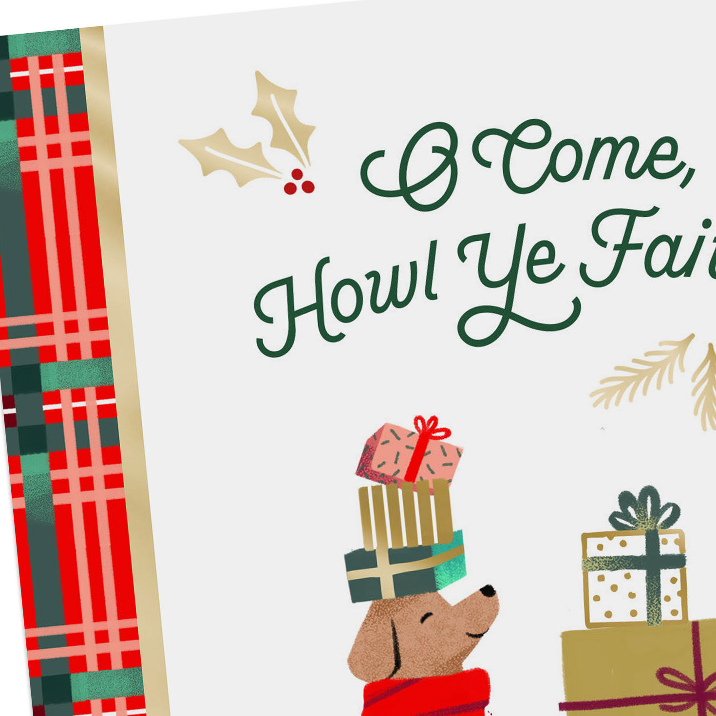 Funny Dog with Gifts Religious Christmas Card Card Front Detail image number 5