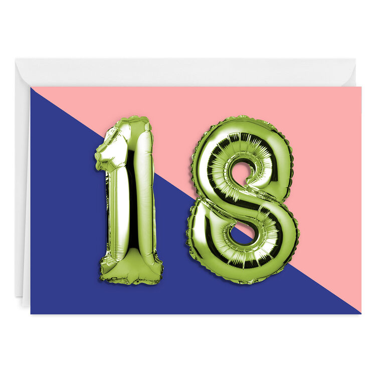 18th Balloons Custom Birthday Card
