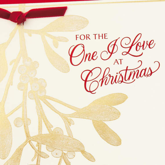 Gold Mistletoe Romantic Christmas Card for the One I Love, , large image number 4