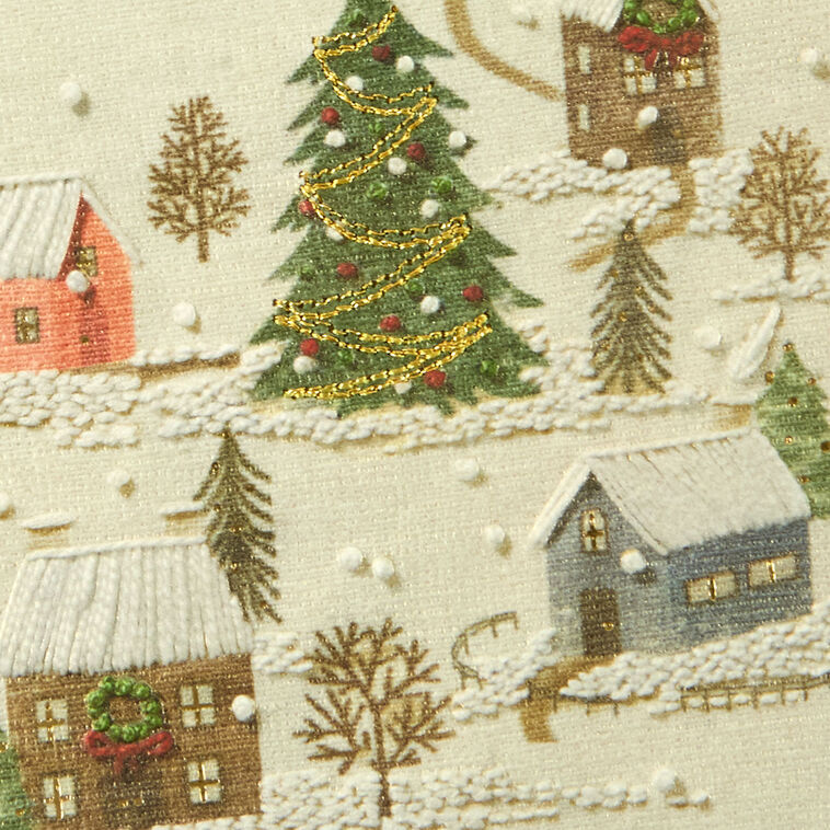 Vintage Embroidery Winter Scene Parents Christmas Card Card Front Detail image number 6