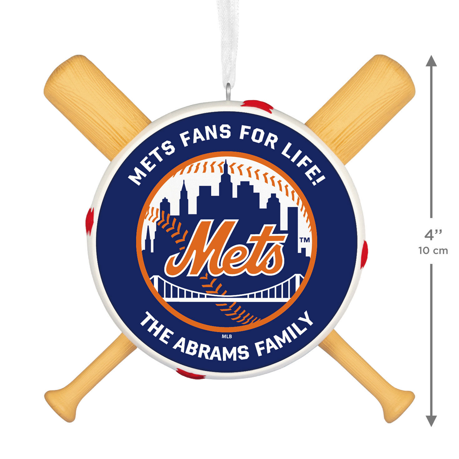 New York Mets Personalized Text Ornament measurement image number 4