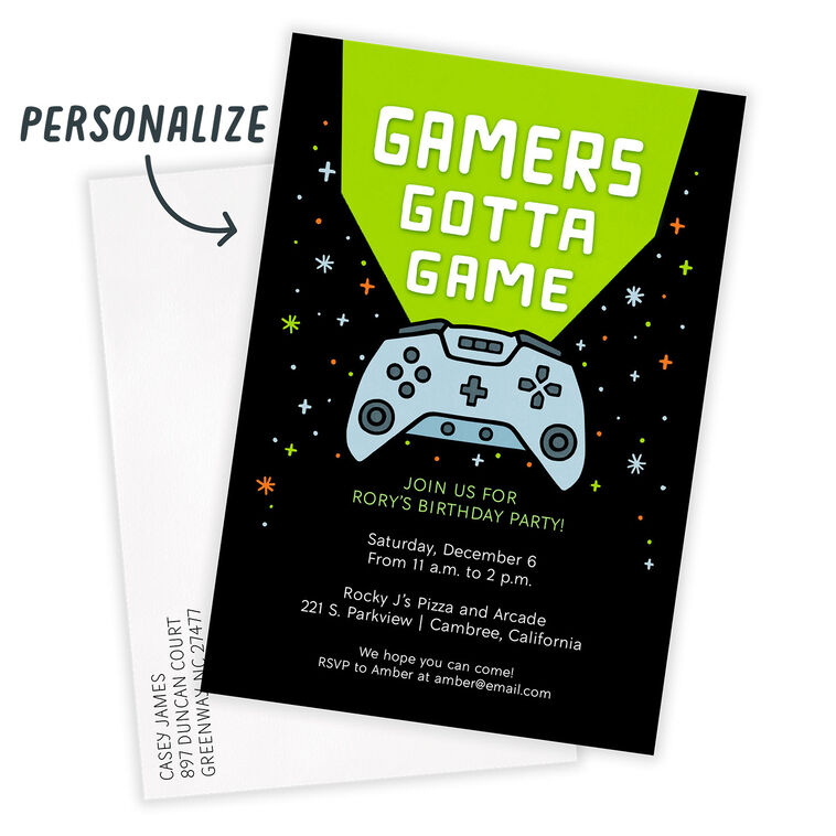 Video Gamer Birthday Invitation, , large image number 2