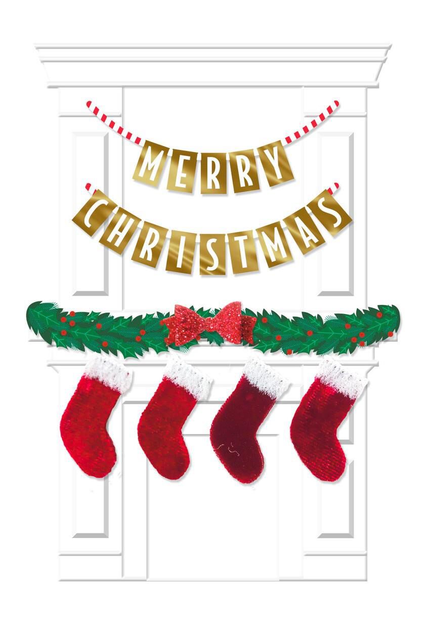 Mantel With Stockings Christmas Card