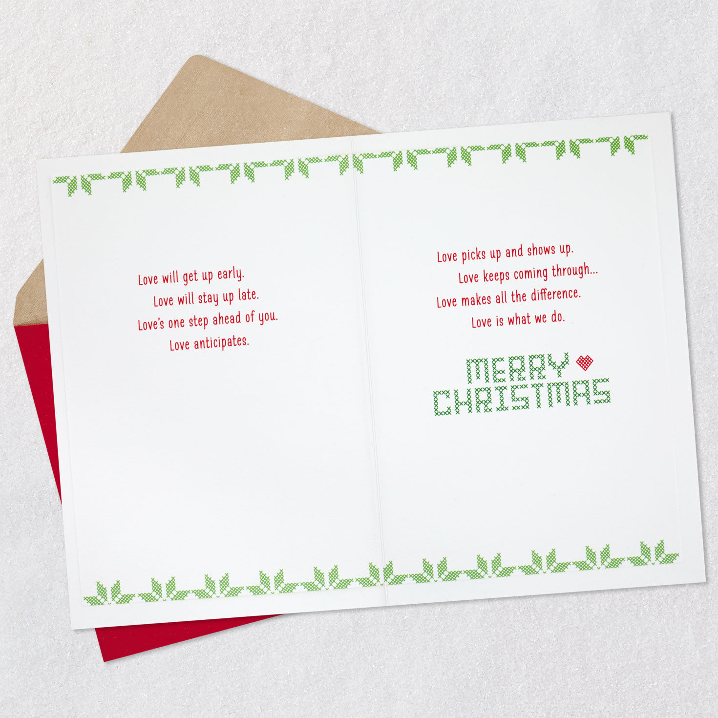 Cross-Stitch Love Christmas Card Open card with envelope image number 4