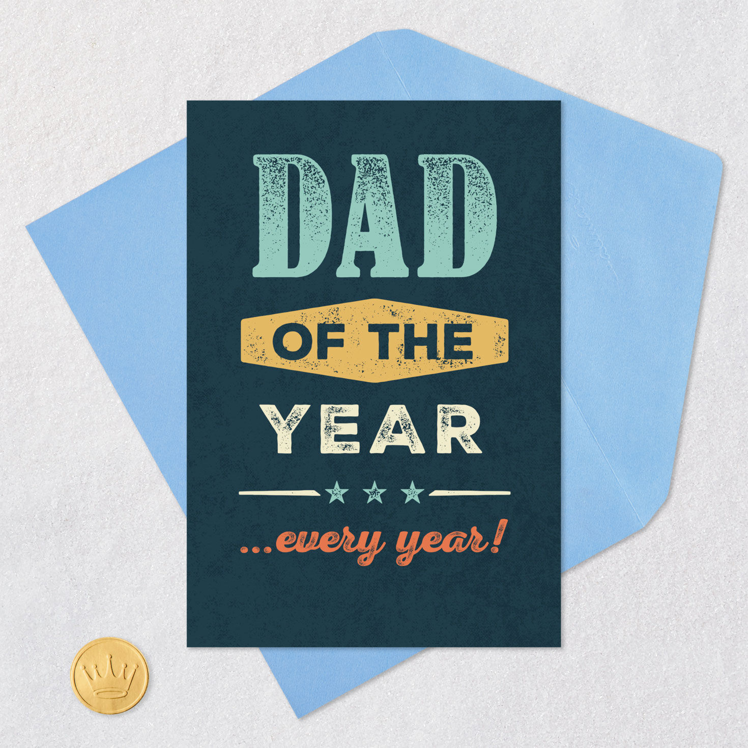 Dad of the Year Lettering 99-cent Father's Day Card Card Front with Envelope and Gold Seal image number 5