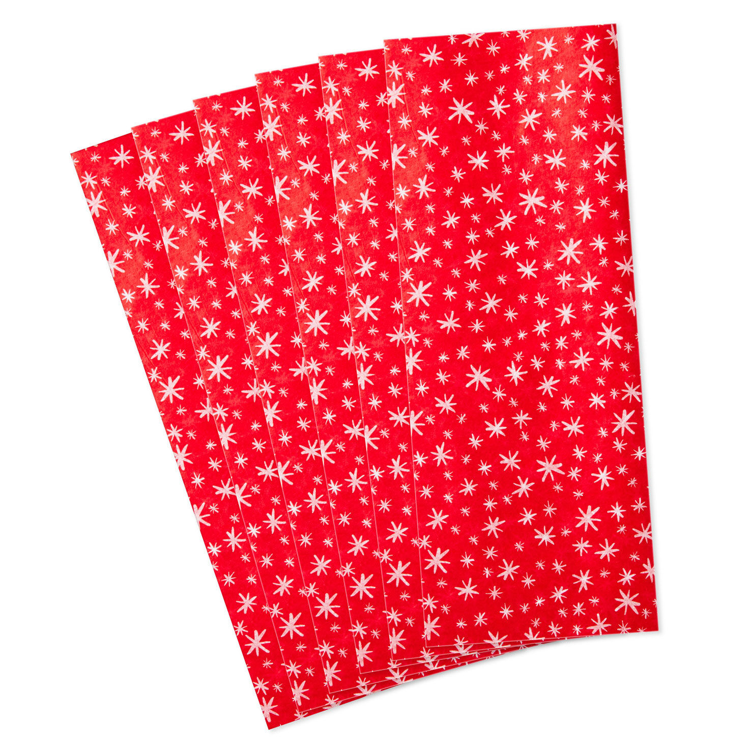 Simple Snowflakes on Red Holiday Tissue Paper Flat fan image number 3