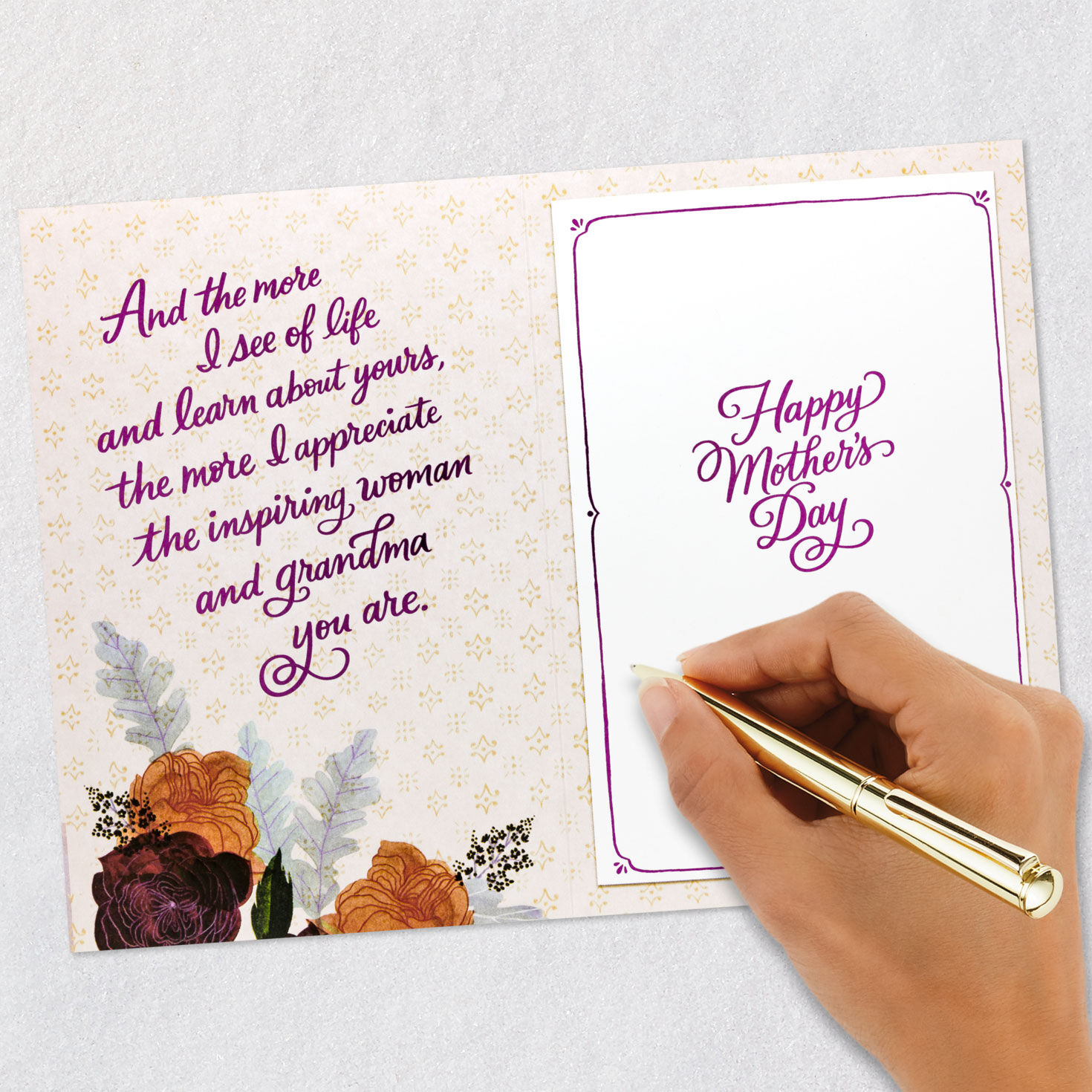 Painted Books and Flowers Mother's Day Card for Grandma Signing card image number 7