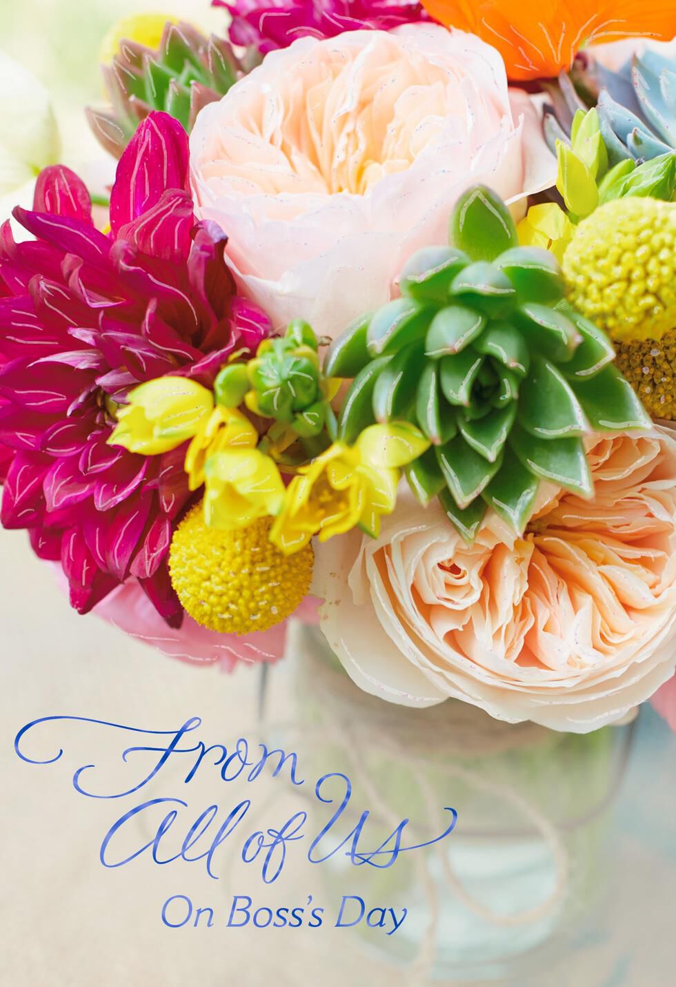 Flowers and Succulents Boss's Day Card From Us