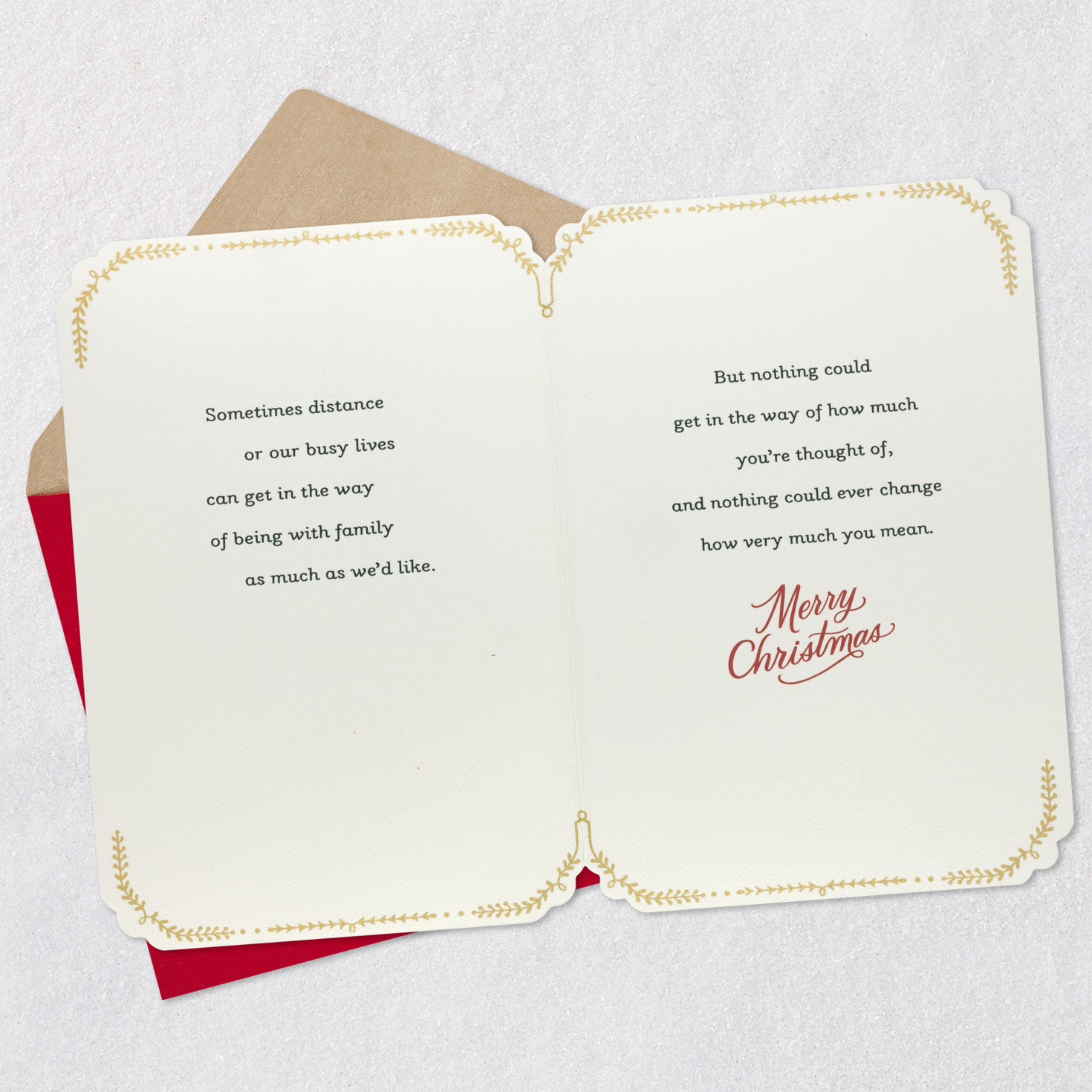 Poinsettia Floral Wreath Christmas Card for Niece Open card with envelope image number 4