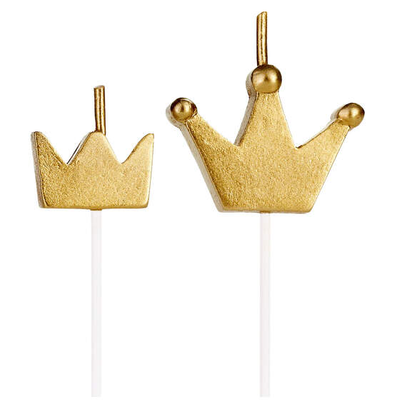 Gold Crown Birthday Candles, Set of 6