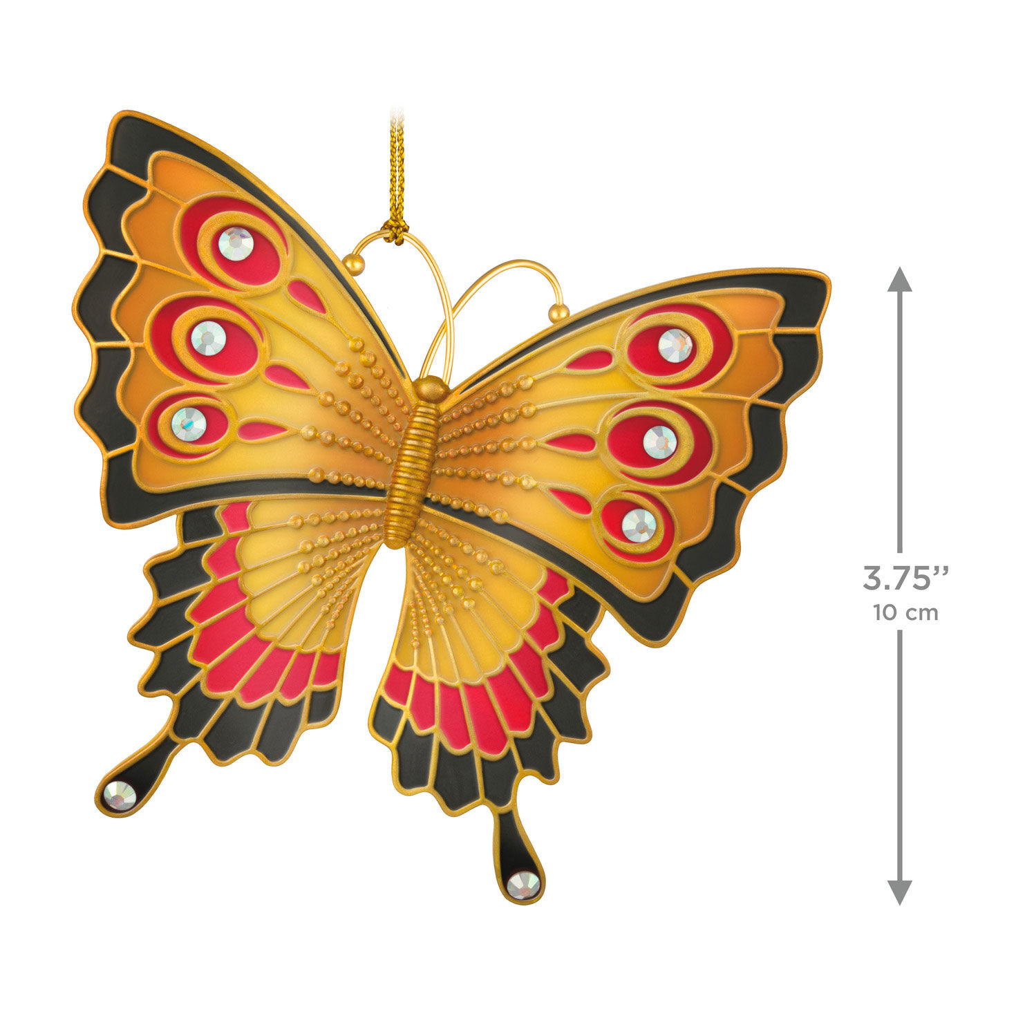 Gold Red Black Butterfly Keepsake Ornament measurement image number 3