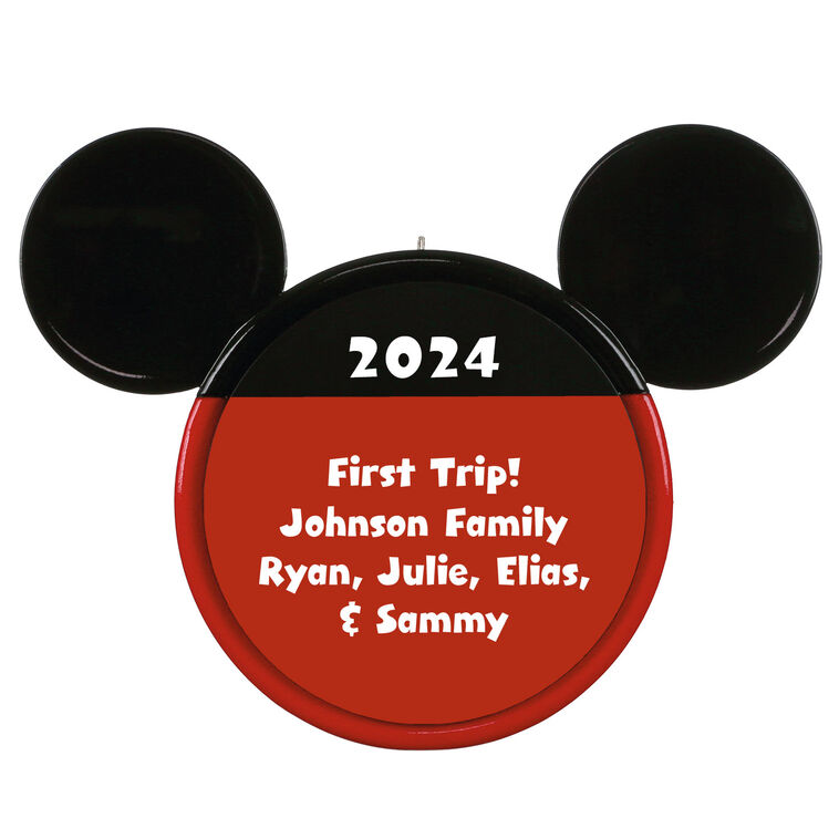 Disney Mickey Mouse Ears Personalized Ornament, Custom Text