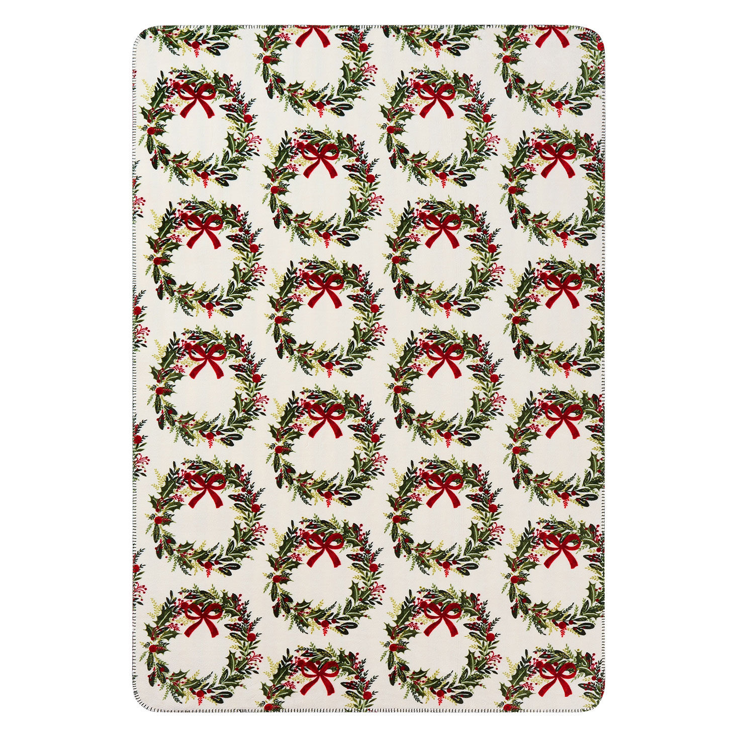 Hallmark Holiday Wreath Reversible Plush Throw - 50x70 front flat image number 2