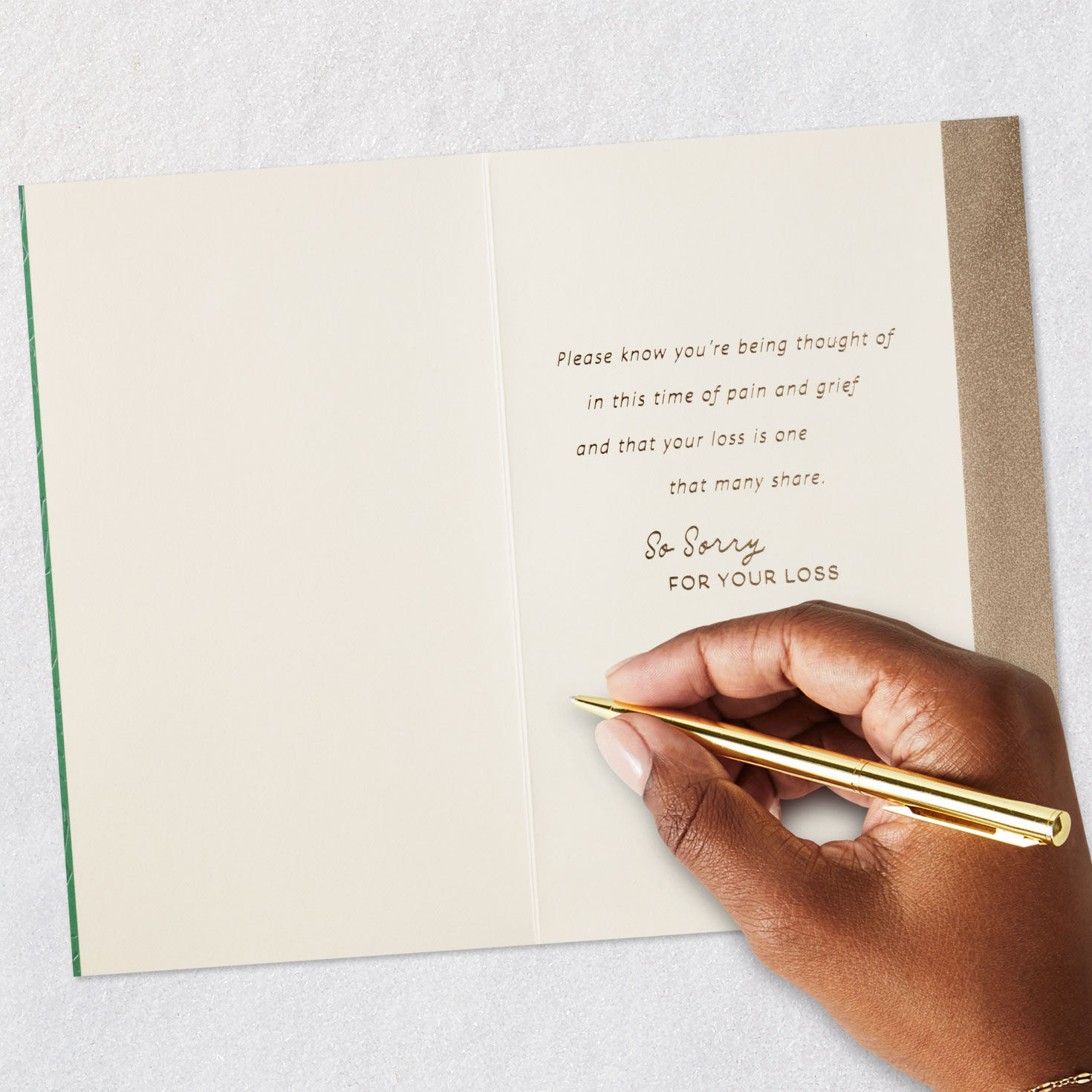 Green Leaves Sympathy Card for Loss Signing card image number 6