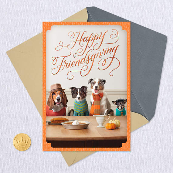 Dining Dogs Friendsgiving Cute Thanksgiving Card, , large image number 5