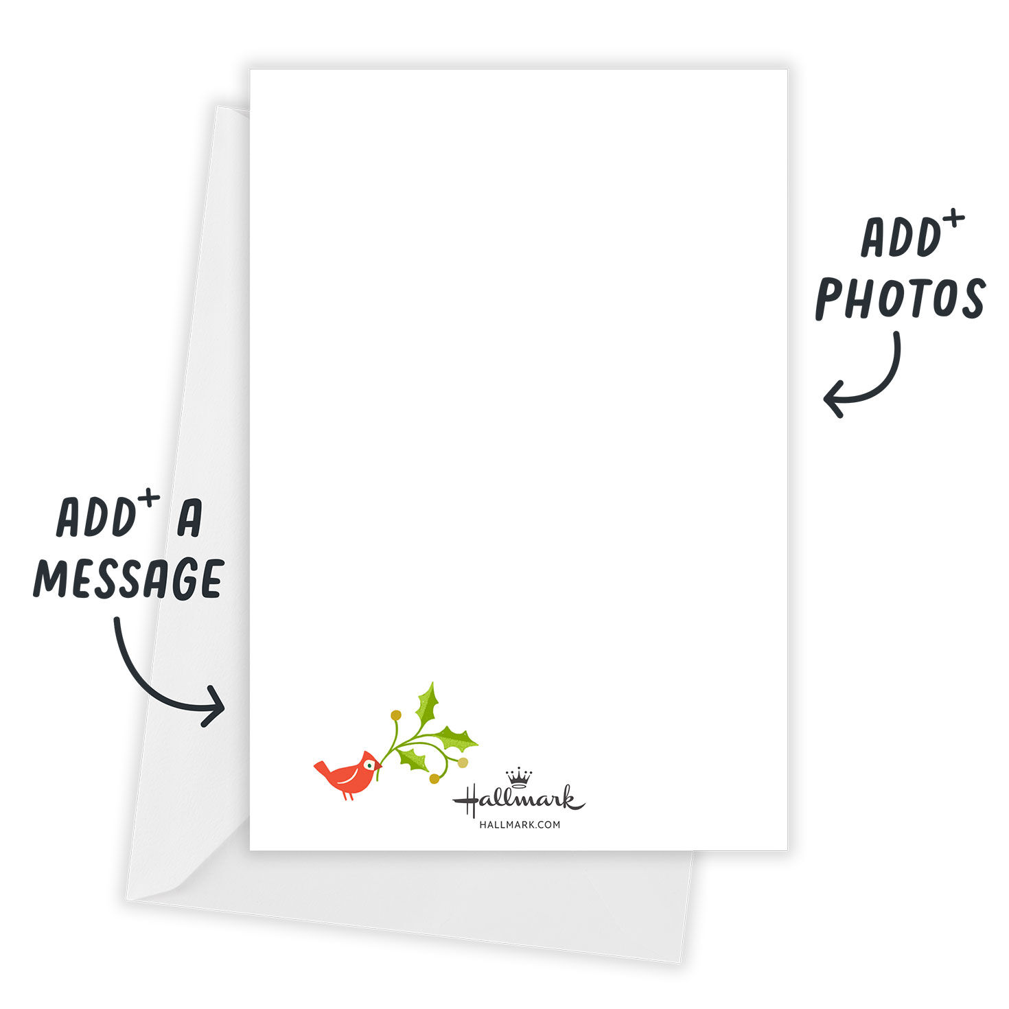 Poinsettia Frame Personalized Christmas Photo Card Open Card with Envelope indicating personalization image number 3