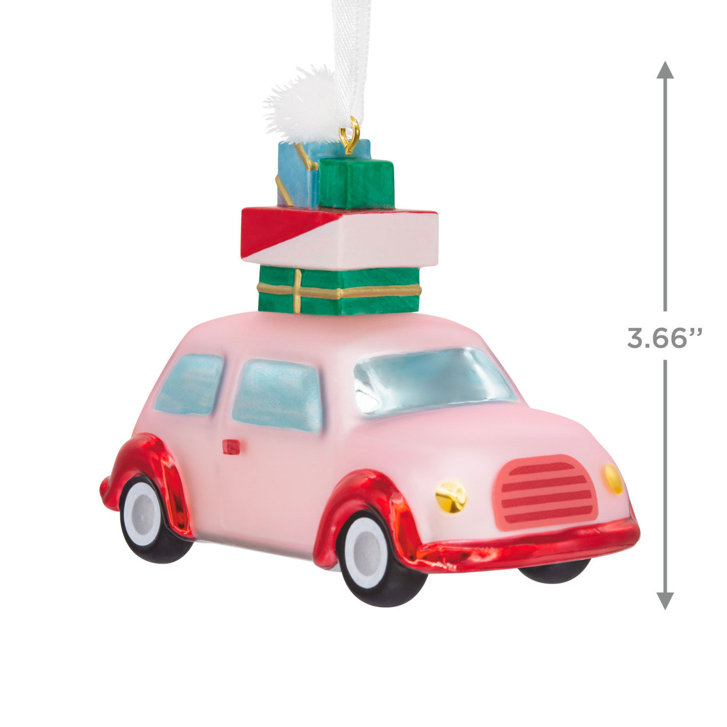 Signature Pink Car With Presents Blown Glass Hallmark Ornament, , large image number 3