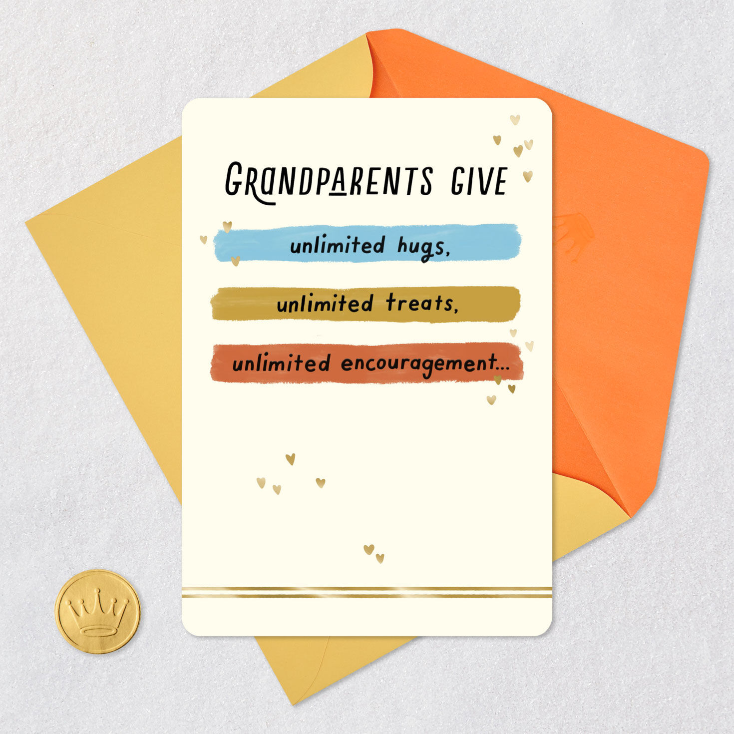 Hearts and Stripes Grandparents Day Card Card Front with Envelope and Gold Seal image number 5