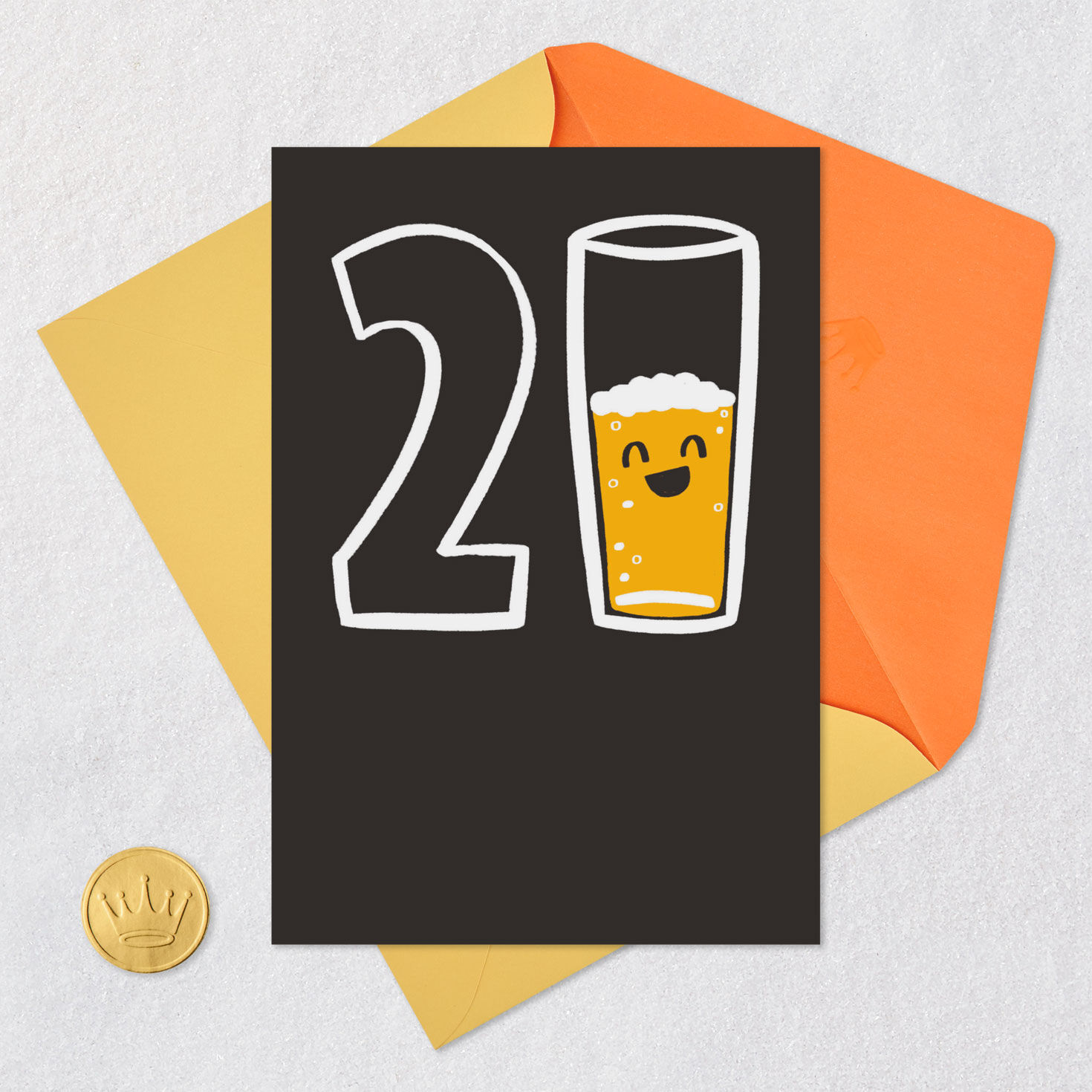 Beer Glass Funny 21st Birthday Card Card Front with Envelope and Gold Seal image number 5