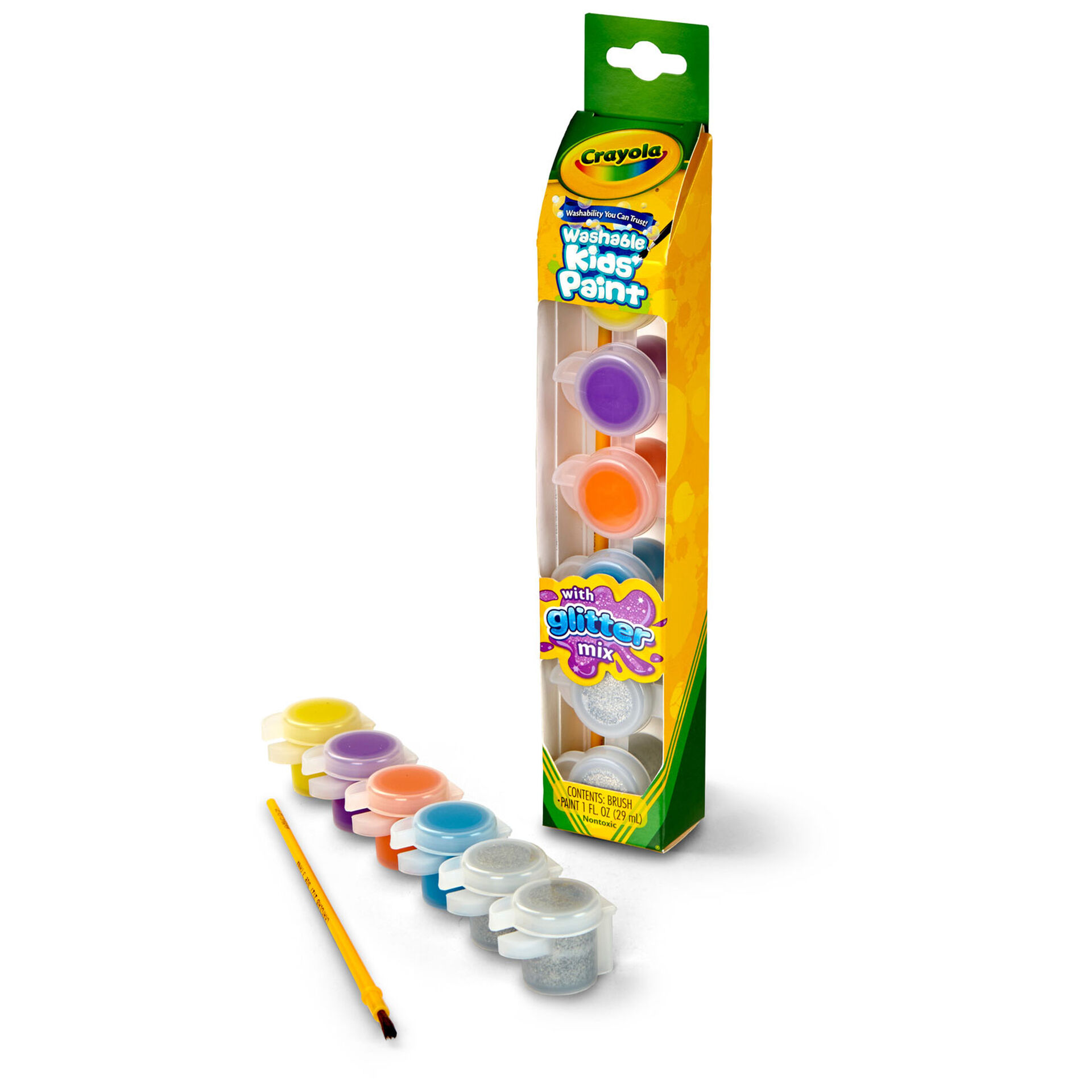Crayola Washable Kids Paint With Glitter Mix, 6-Count - Arts & Crafts