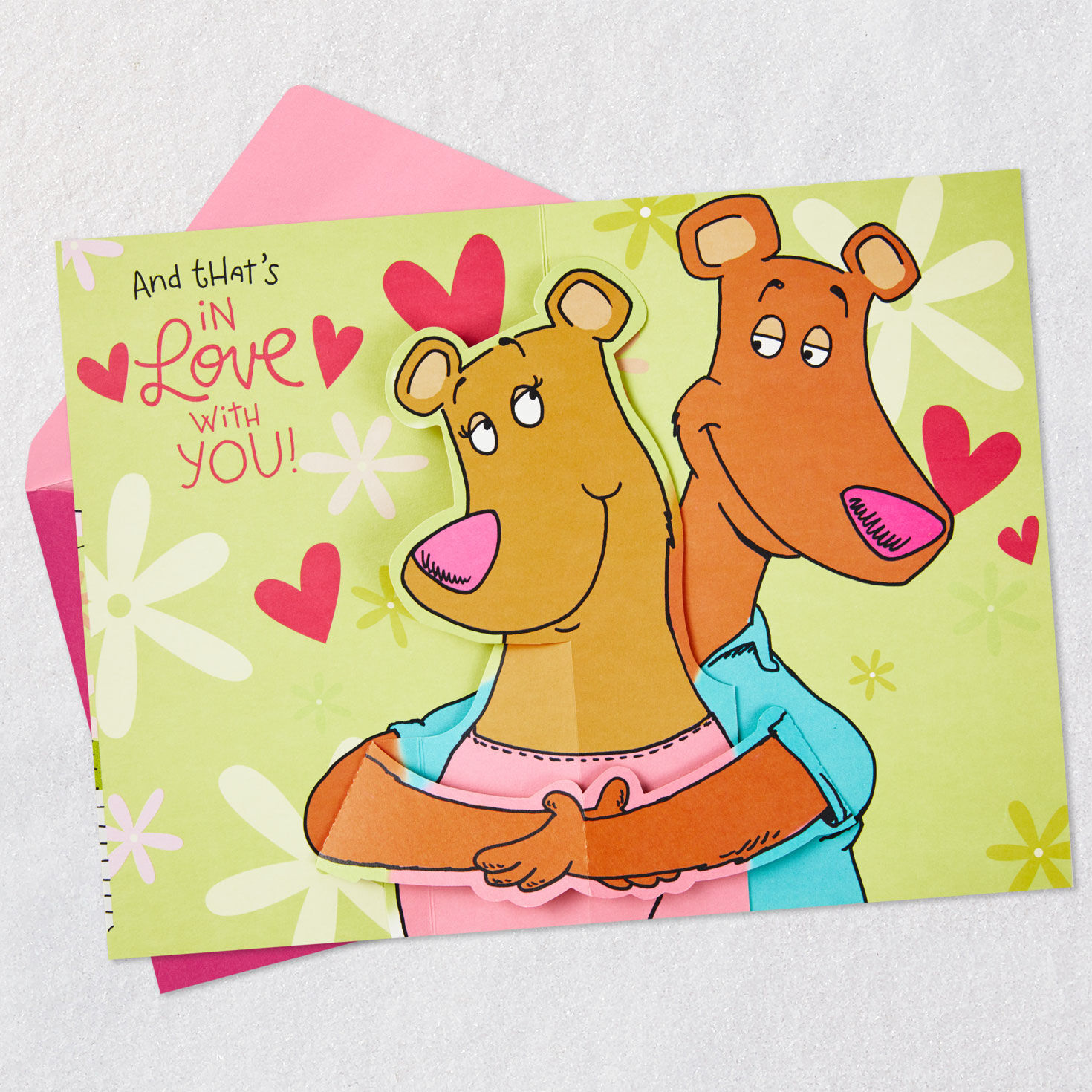 Cute Animal Couple Pop-Up Mother's Day Card for Wife Open card with envelope image number 2
