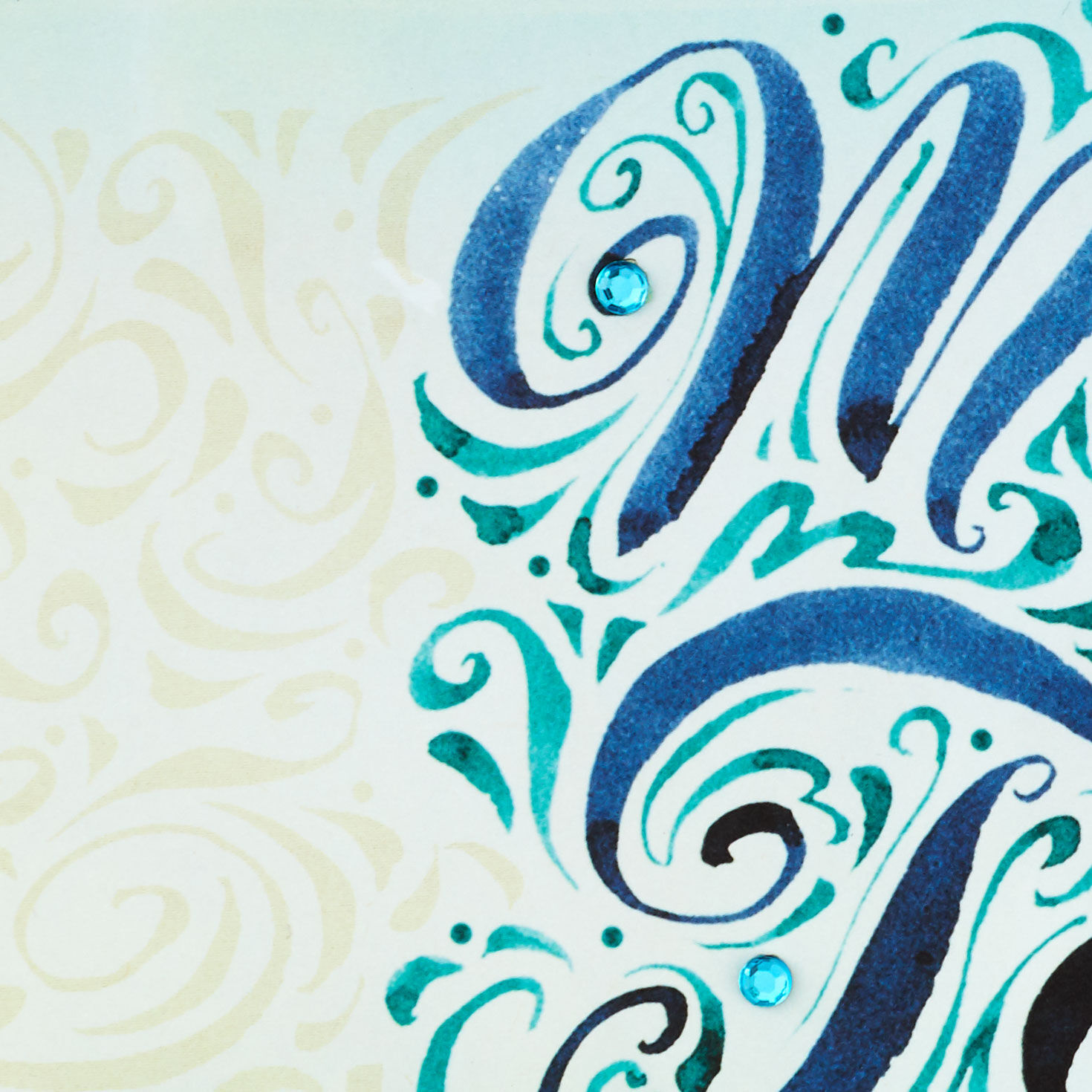 Ornate Blue Lettering Bat Mitzvah Card for Her Card Front Detail image number 4