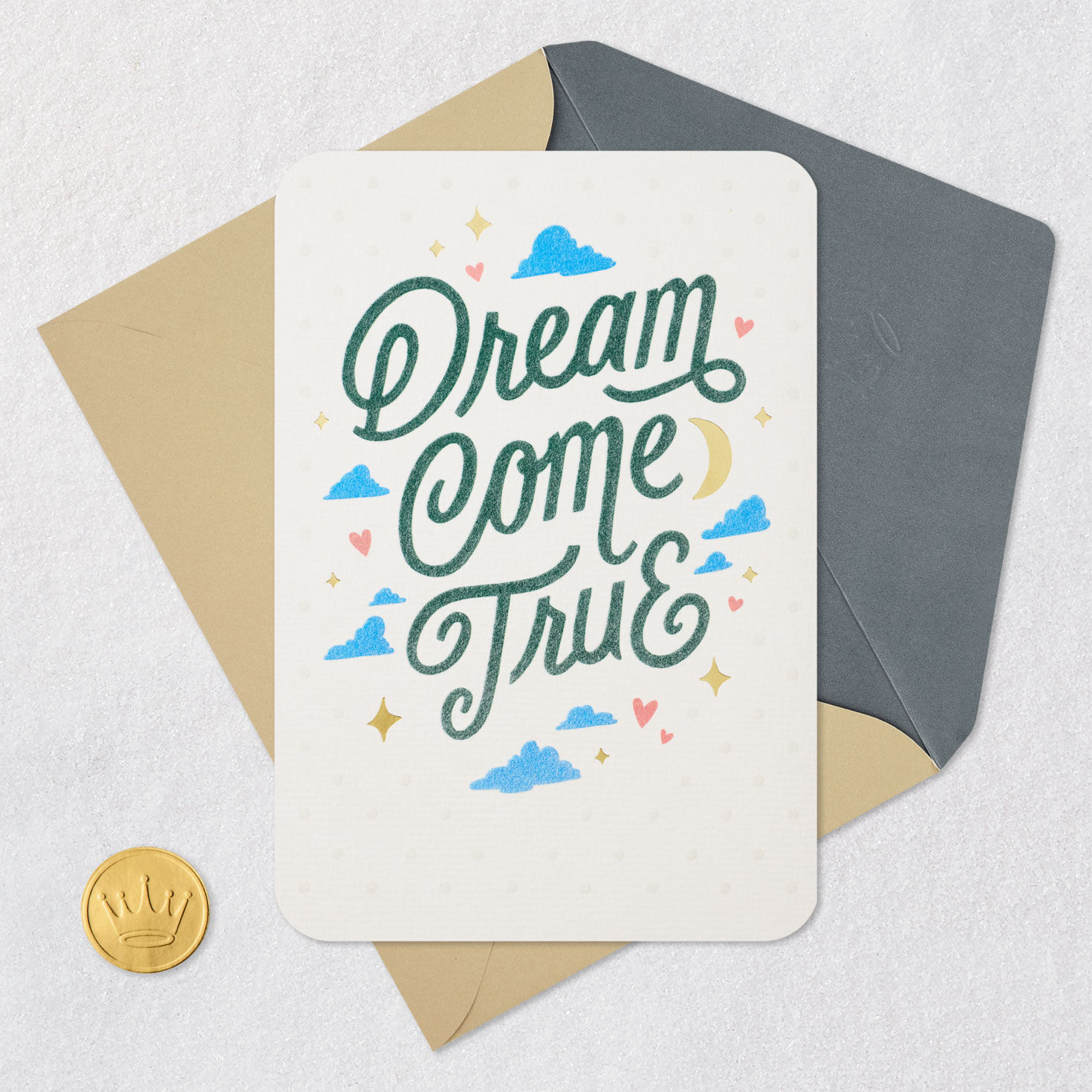 Moon, Cloud and Stars New Baby Shower Card Card Front with Envelope and Gold Seal image number 4