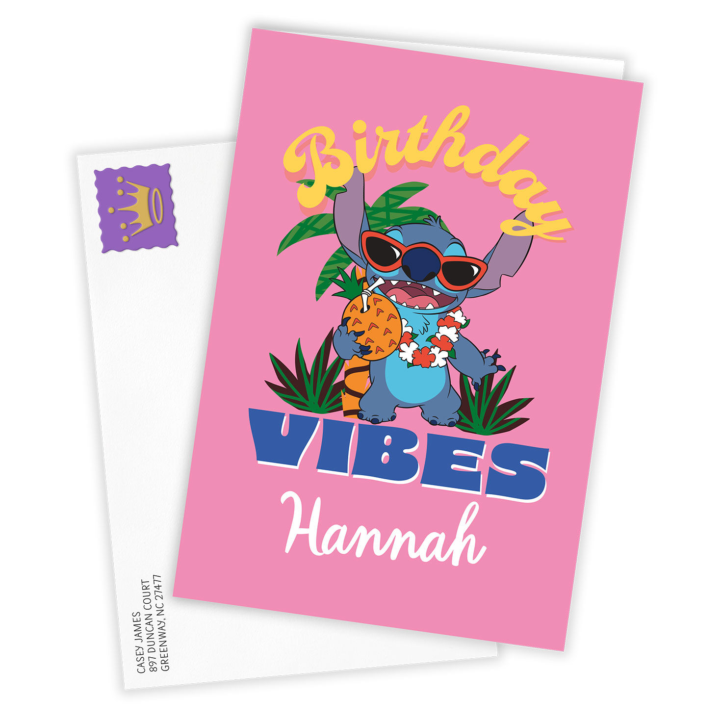 Hawaiian Stitch Personalized Birthday Card Card Front with Envelope image number 2
