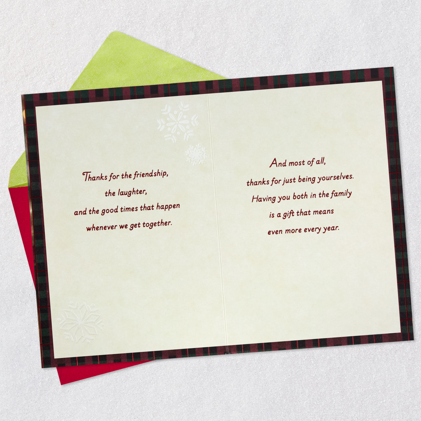 Hot Cocoa Sister and Brother-in-Law Christmas Card Open card with envelope image number 4