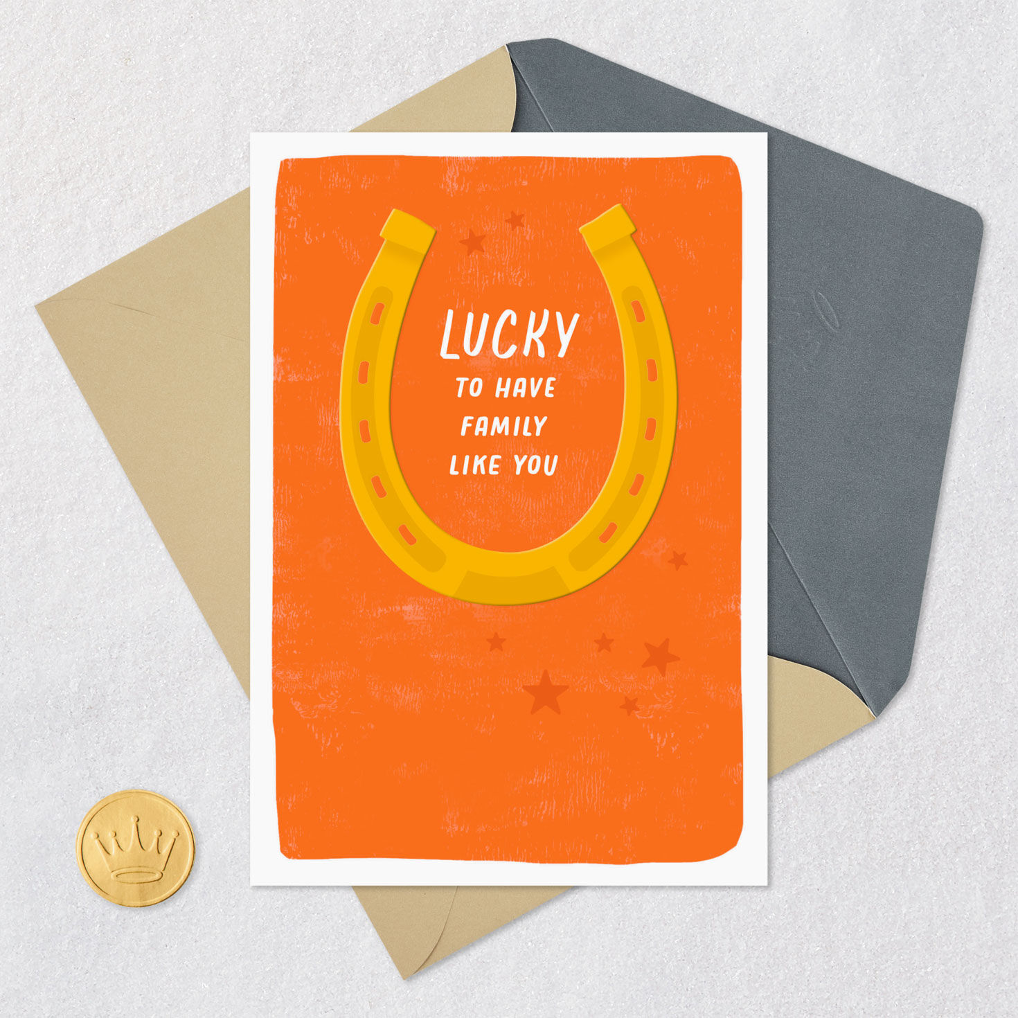 Lucky Horseshoe Father's Day Card Card Front with Envelope and Gold Seal image number 5