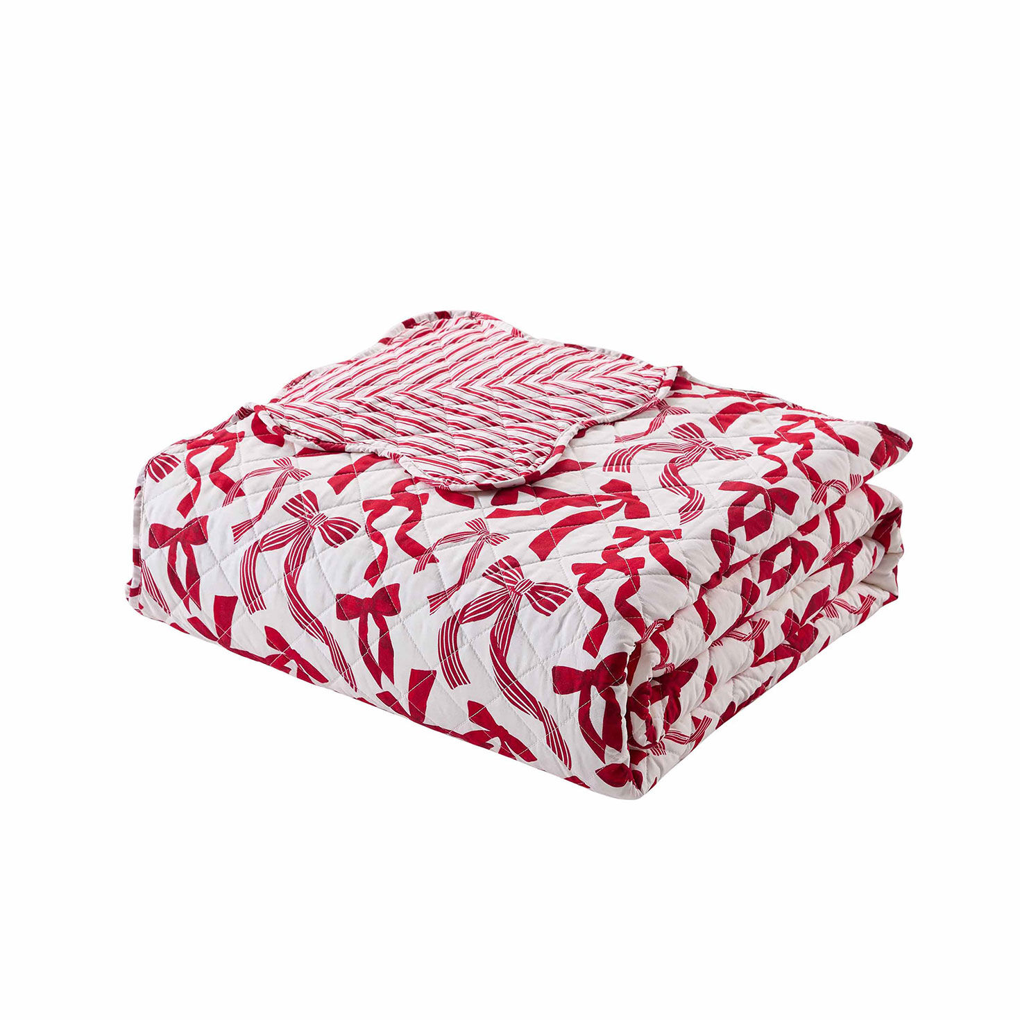 Hallmark Holiday Scallop Bow 3 Pc. Quilt Set - Full/Queen front folded image number 2