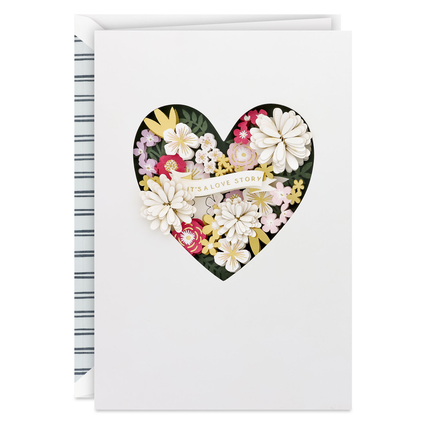 Love Story Papercraft Floral Heart Wedding Card