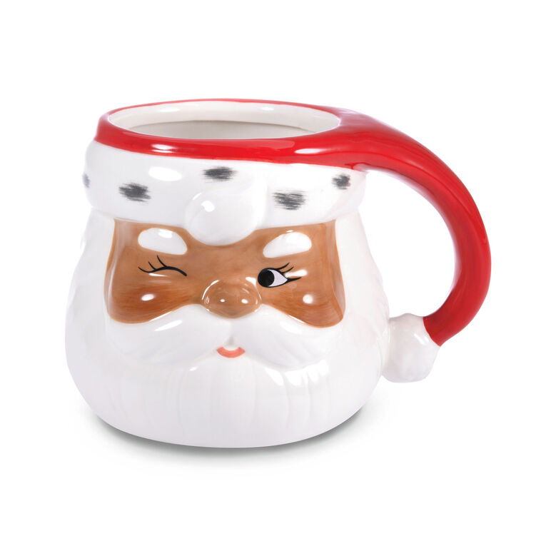 Winking Black Santa Holiday Sculpted Mug, 23.5 oz.